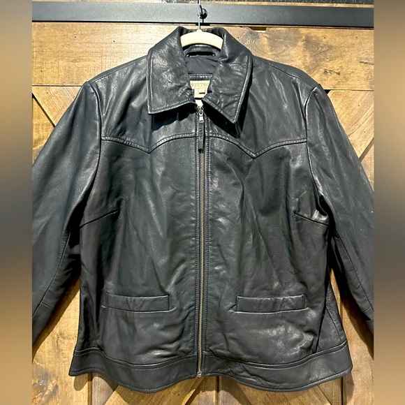 EUC Black Stetson Genuine Leather Western Yoke Jacket - Picture 13 of 14